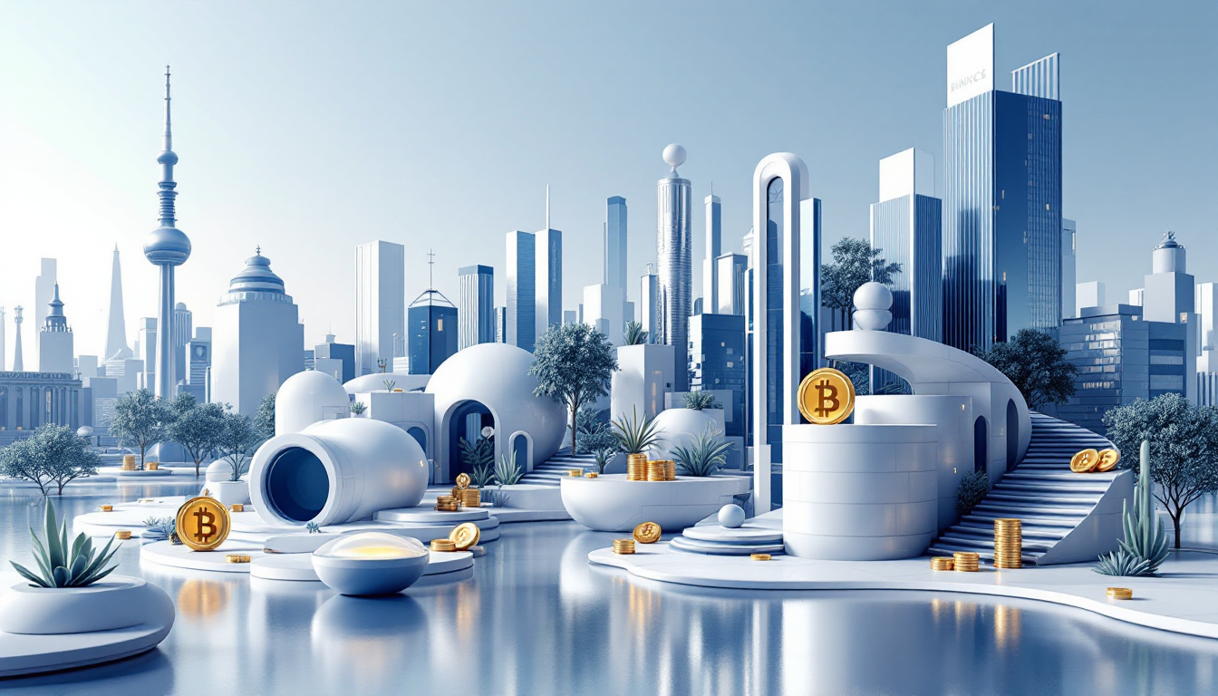 3D illustration depicting a calm urban scene reflecting crypto market selloff due to a Binance hack.
