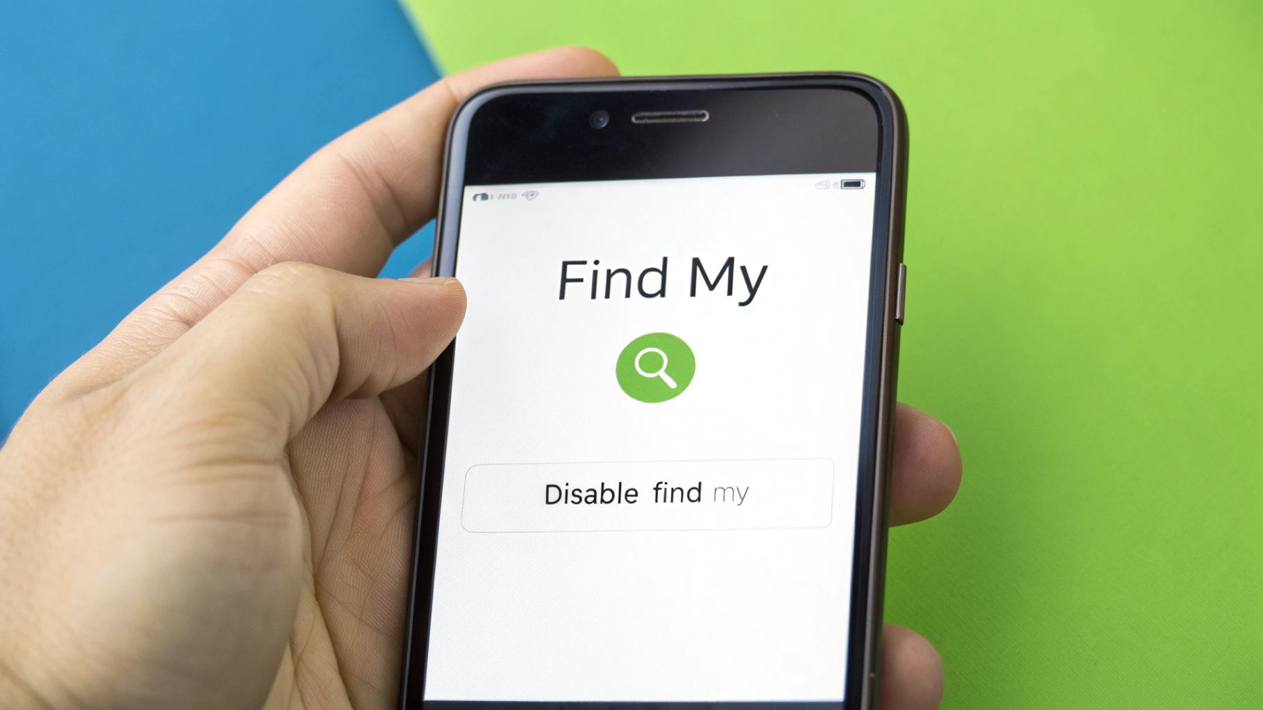 Screenshot showing the path in iPhone Settings to the 'Find My' feature, which is currently toggled on.