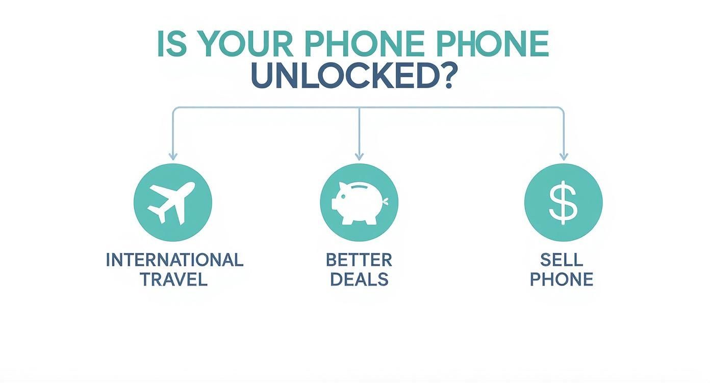 Infographic about how to check if your phone is unlocked