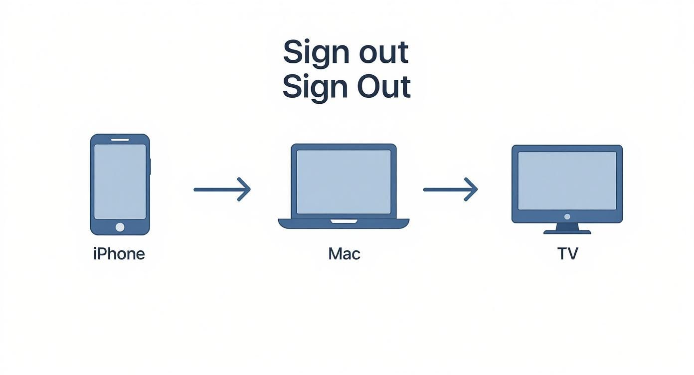 Infographic about how to sign out apple id