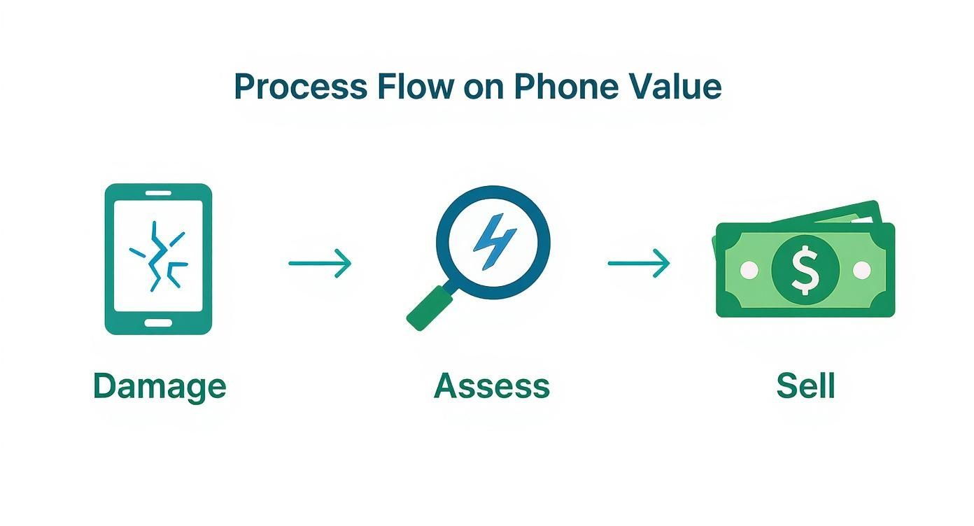 Infographic about sell phone with cracked screen