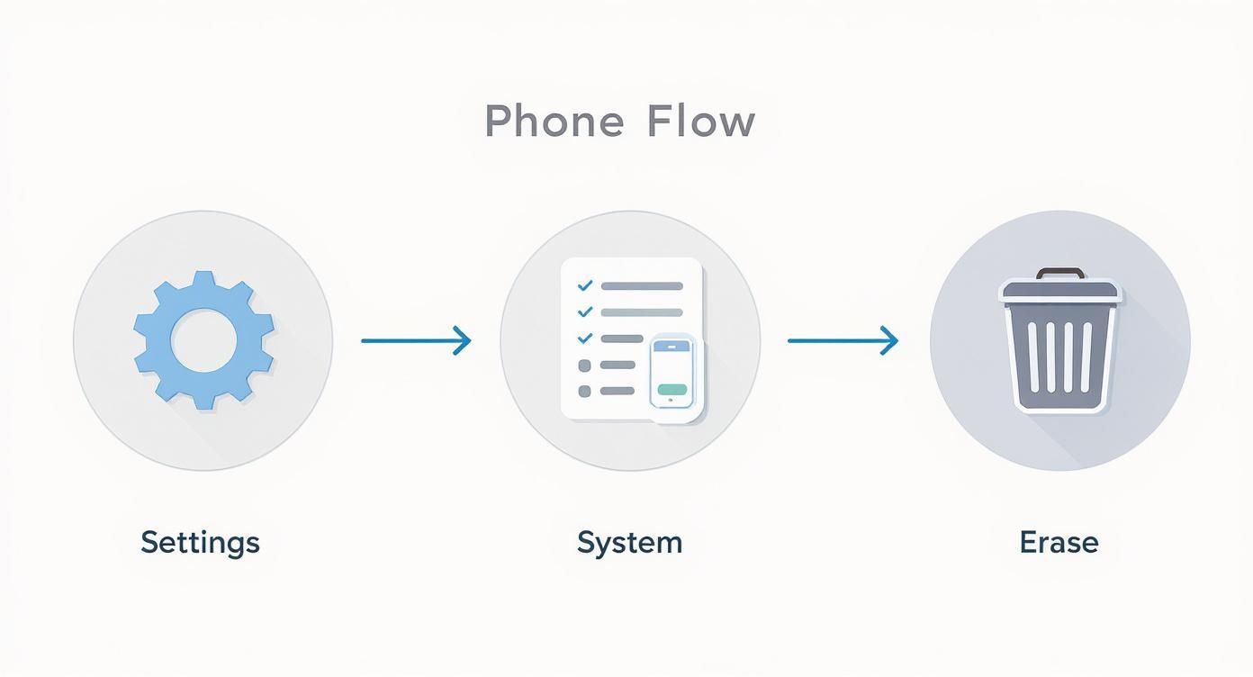 Infographic about how to factory reset android phone