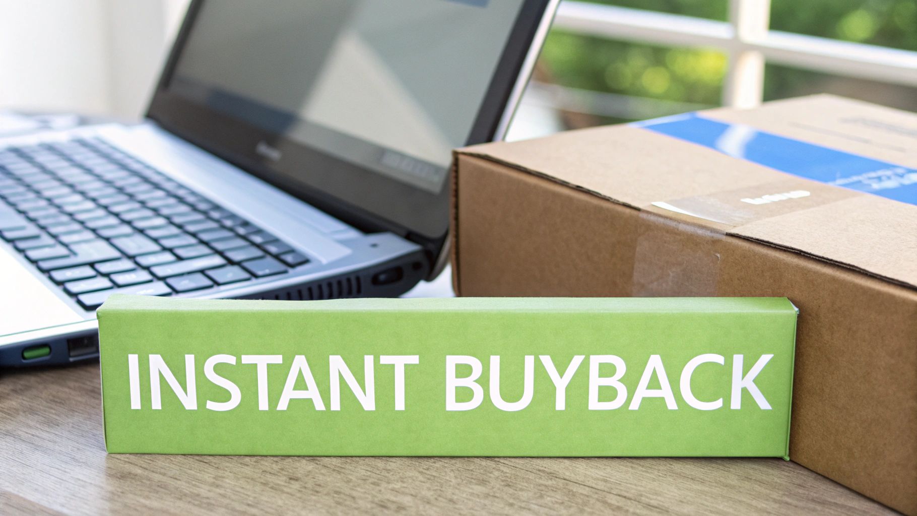 A modern electronics store interior with laptops on display