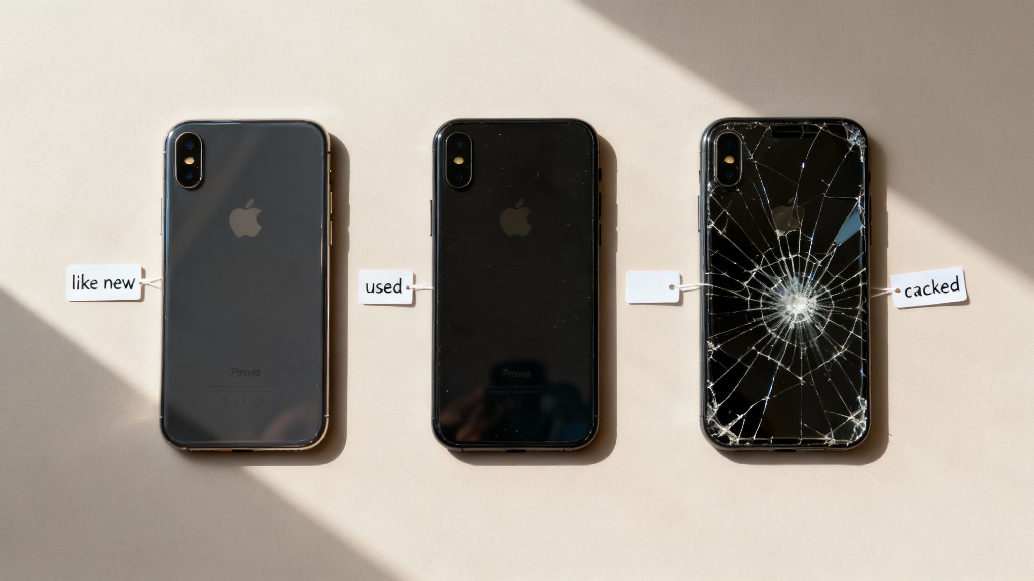 A magnifying glass held over a smartphone, symbolizing valuation.