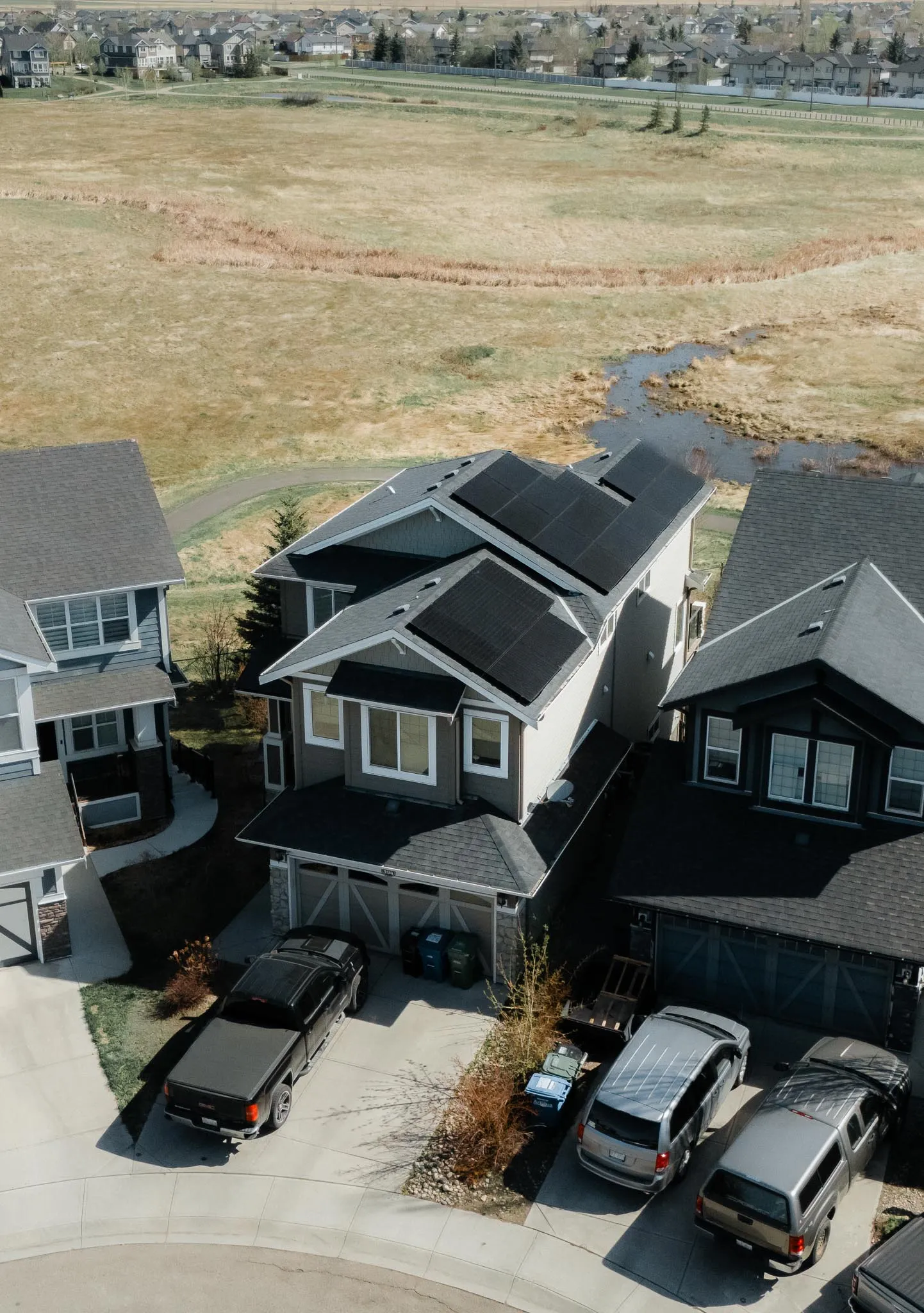 A large solar system installed on an Albertan home by Orizon Energy