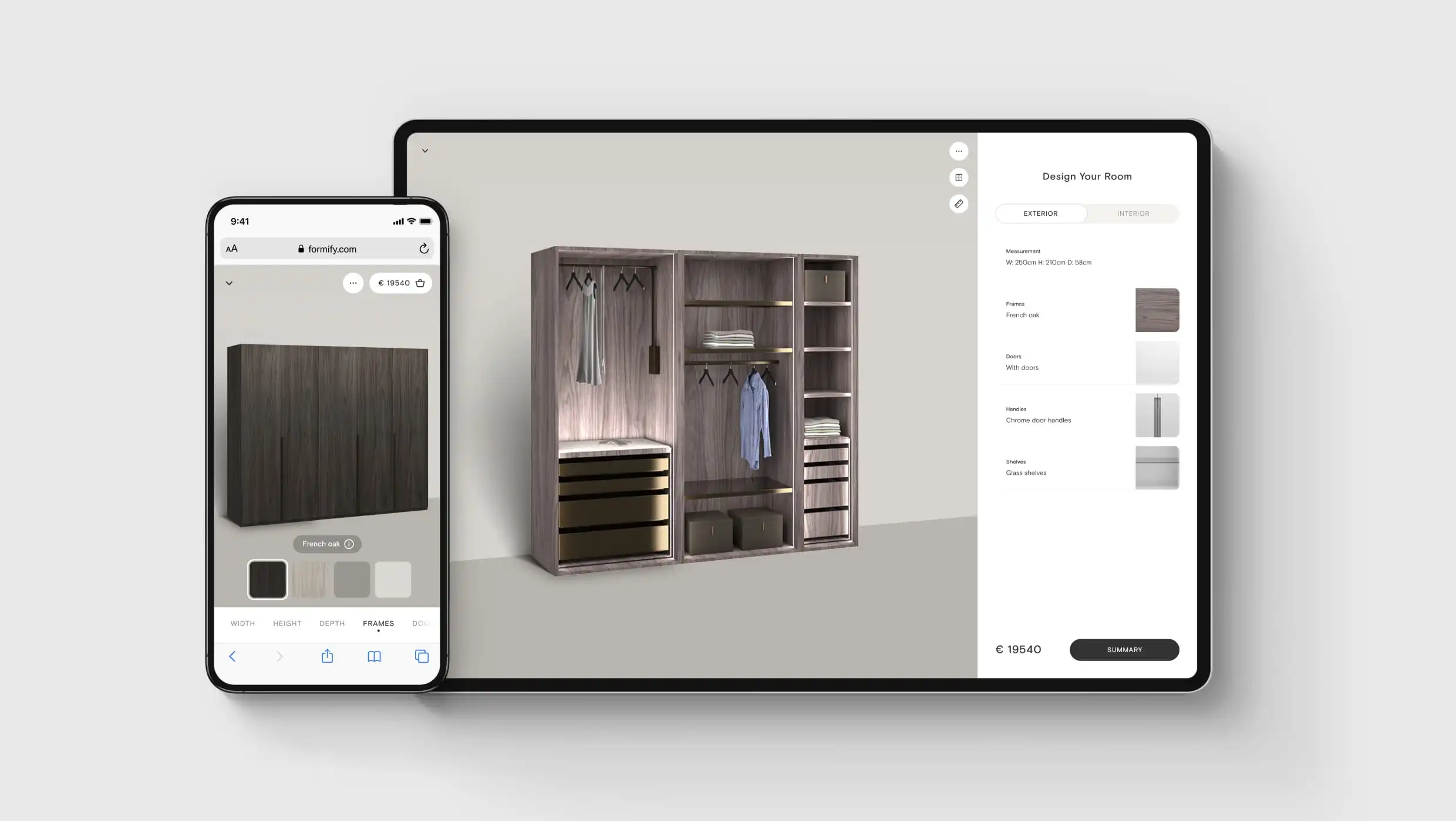 A closet configurator is a digital tool or software application that allows users to design, customize, and organize their closets or wardrobe spaces. It provides a virtual platform for planning and optimizing closet storage, helping users create a functional and organized space for their clothing and accessories. 