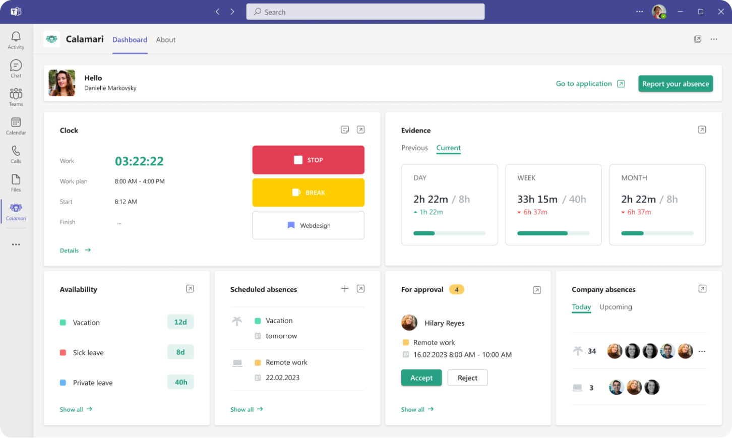 Employee time tracking in Microsoft Teams 