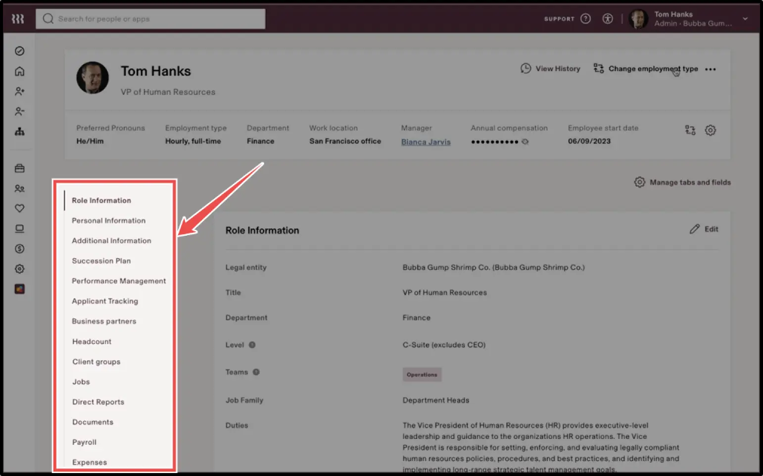 You can view all employee graph data in Rippling in the profile view.