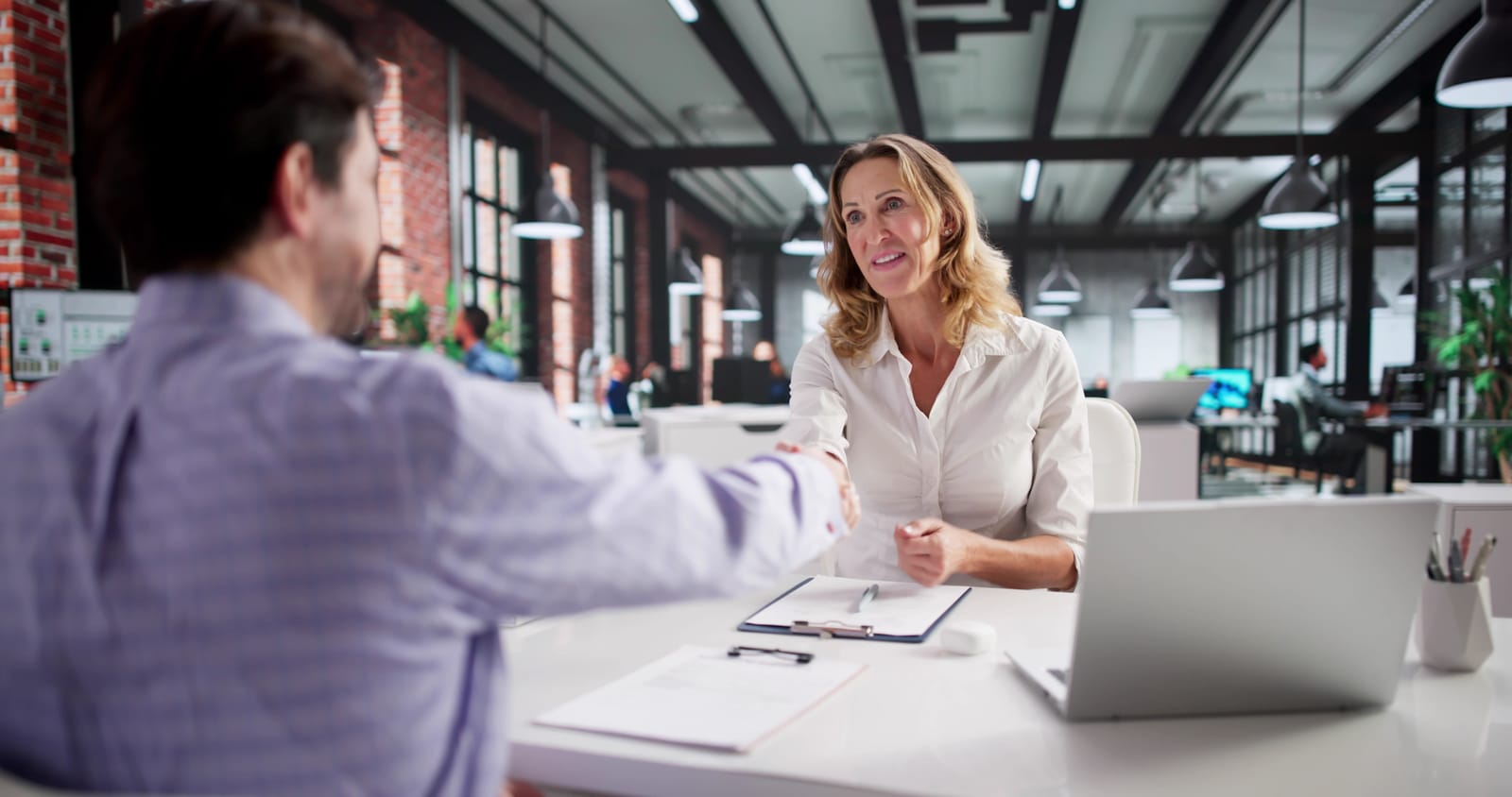 Professional woman conducts corporate hr interview