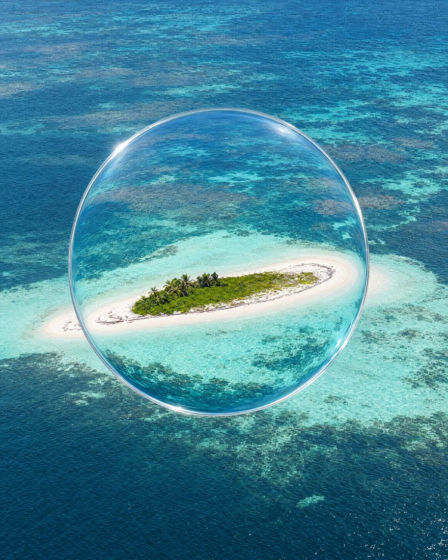 L’îlet Caret dans une bulle de verre