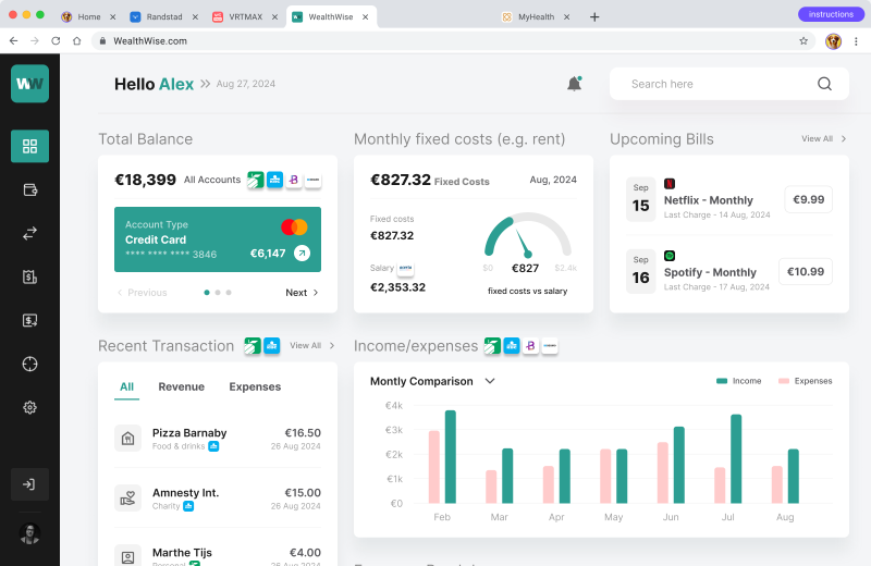Screenshot of the finance use case.