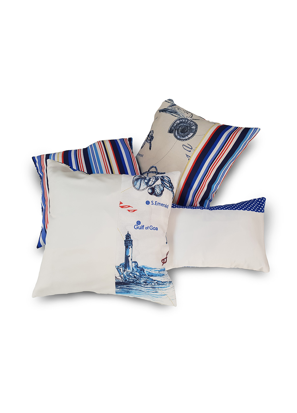 Комплект подушок Морська тема з полосками, 4 шт (п_0639)