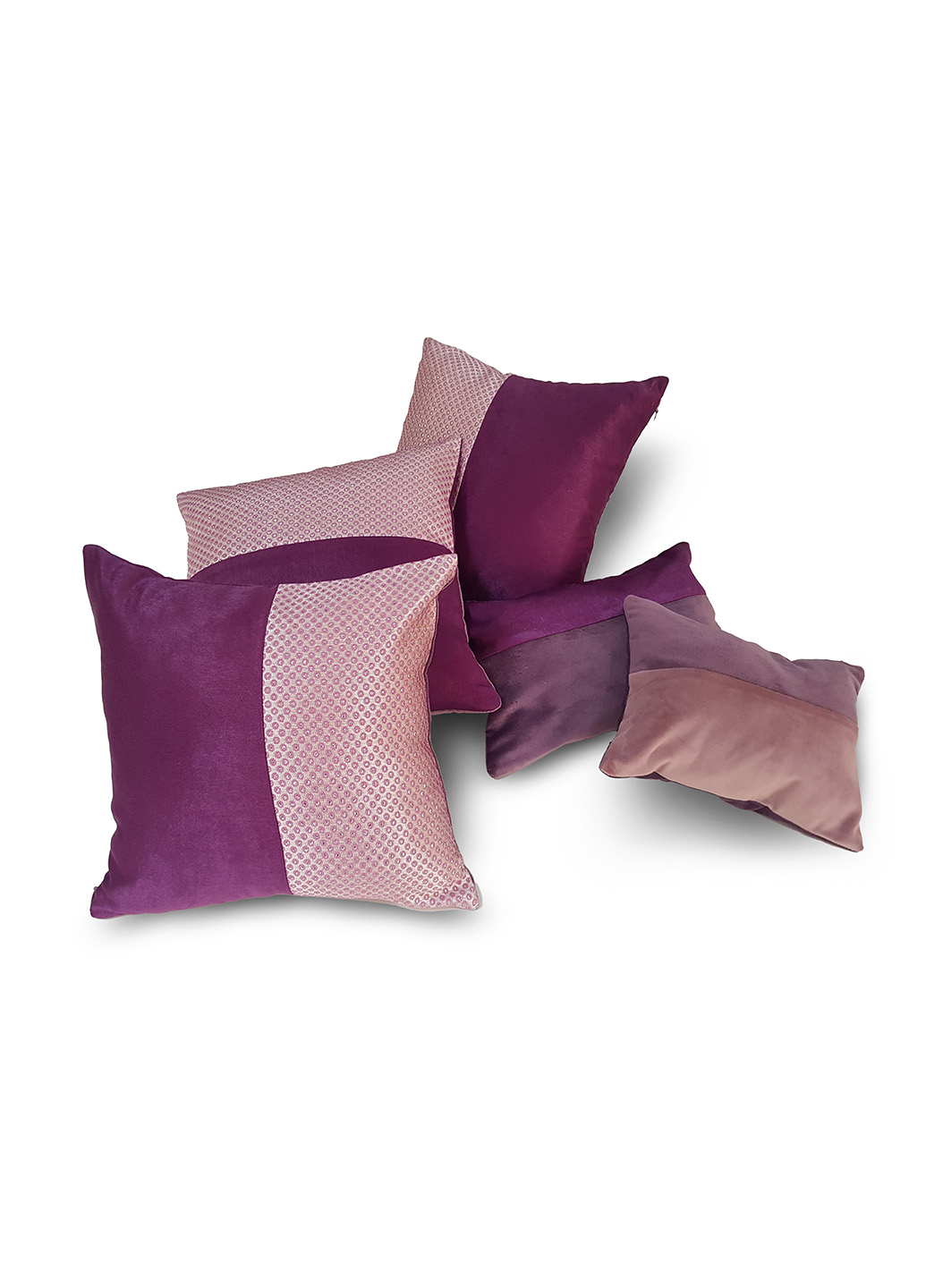 Комплект подушок оксамит і пухирці, 5 шт (п_0640)