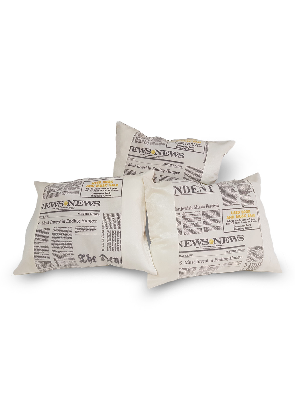 Комплект подушок Газетка News, молочні, 3 шт (п_0649)