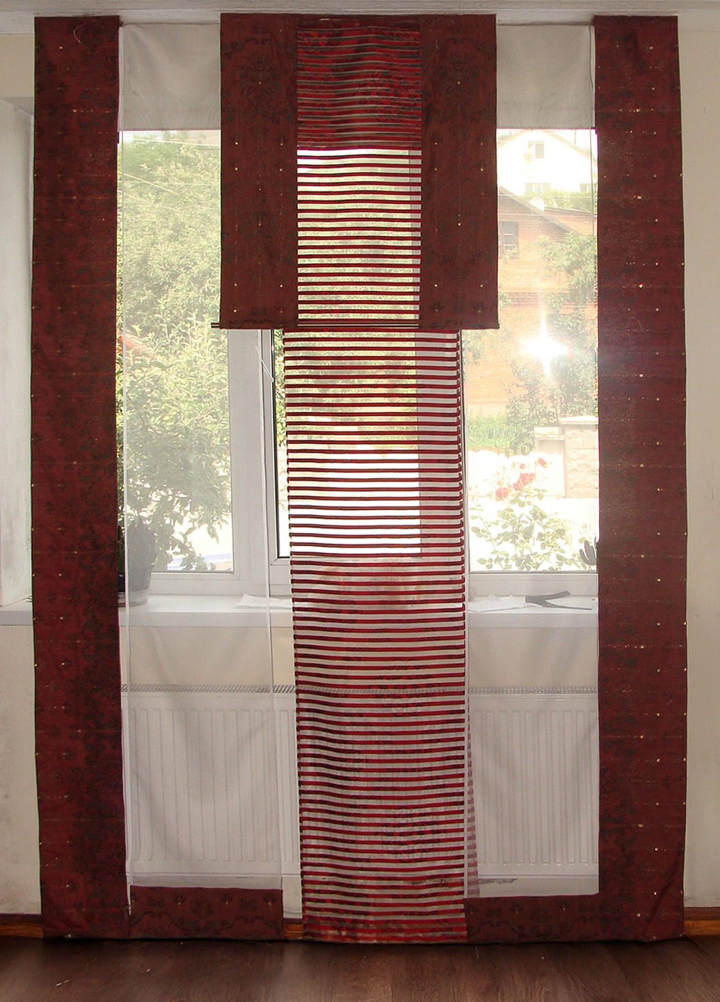 Комплект панельних шторок Firanka Арда карниз 175см бордовий (20_6т)