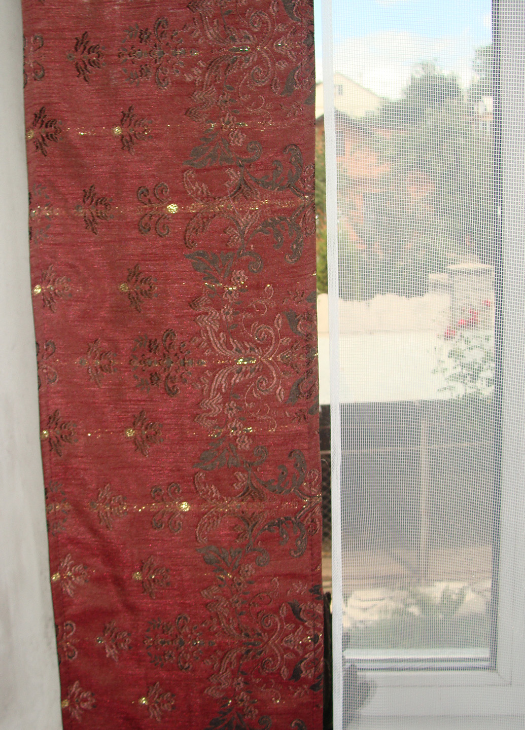 Комплект штору та панельних гардин з органзи та парчі