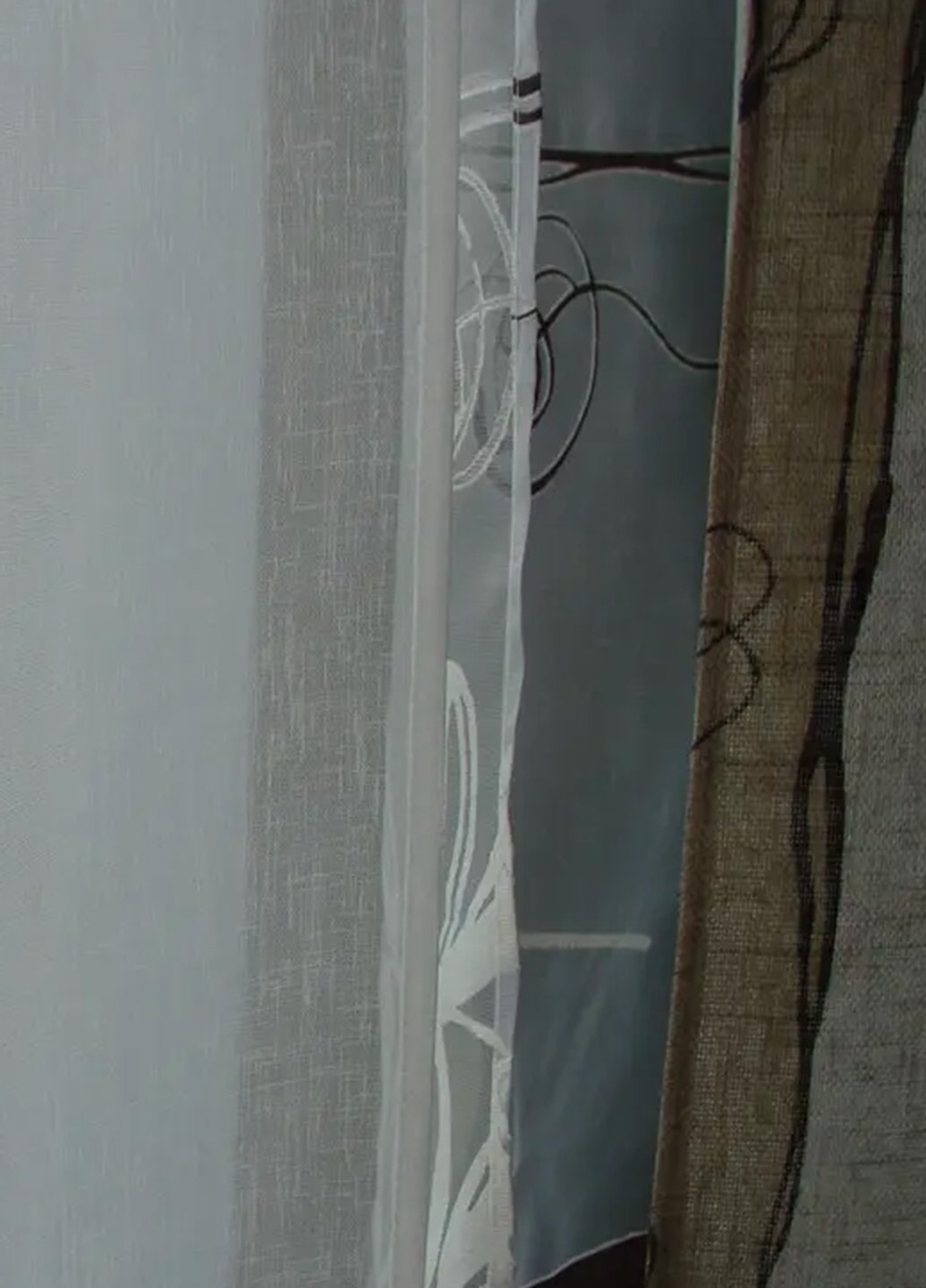 Комплект штору та панельних гардин з органзи та парчі