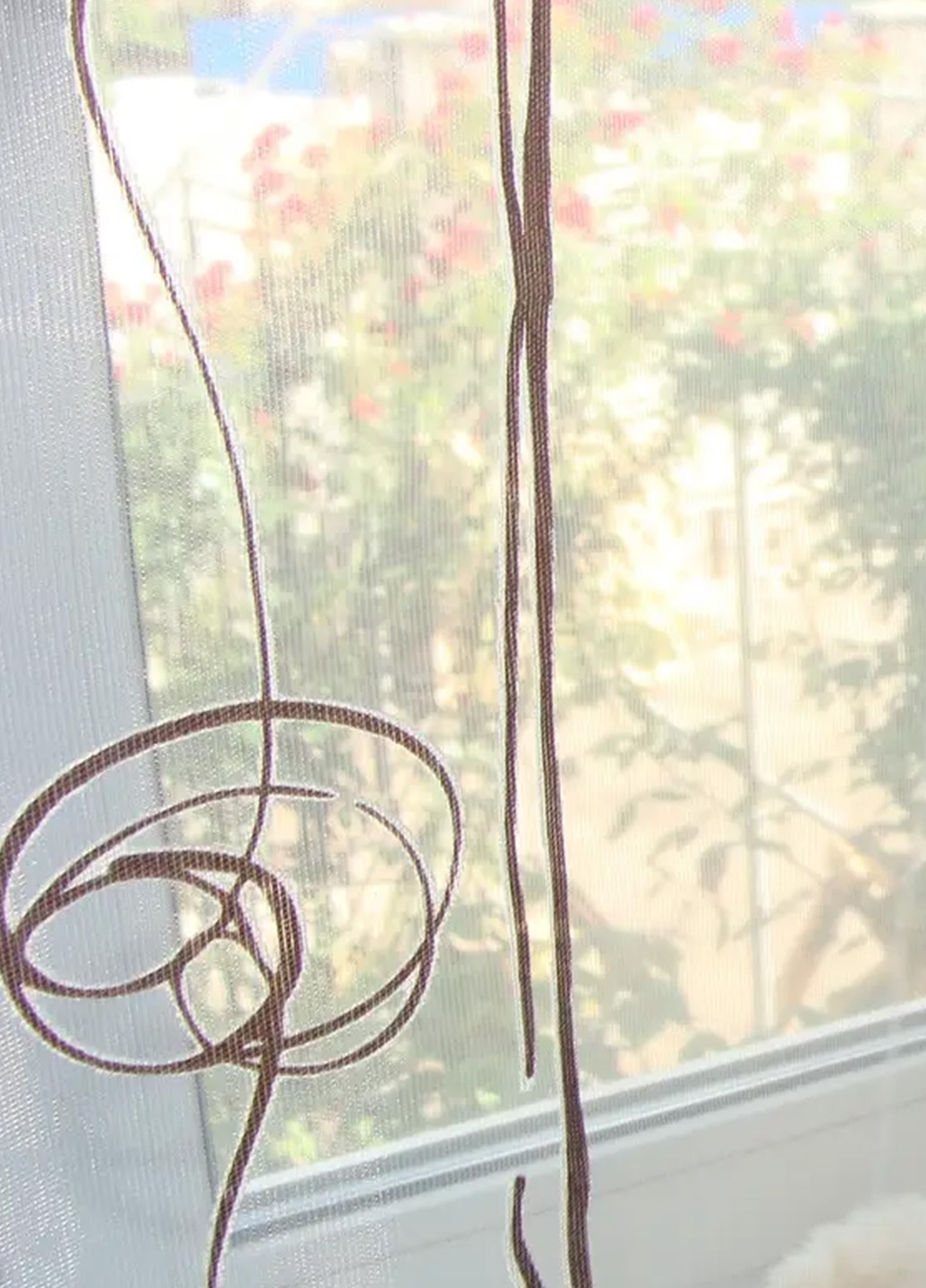 Комплект штору та панельних гардин з органзи та парчі