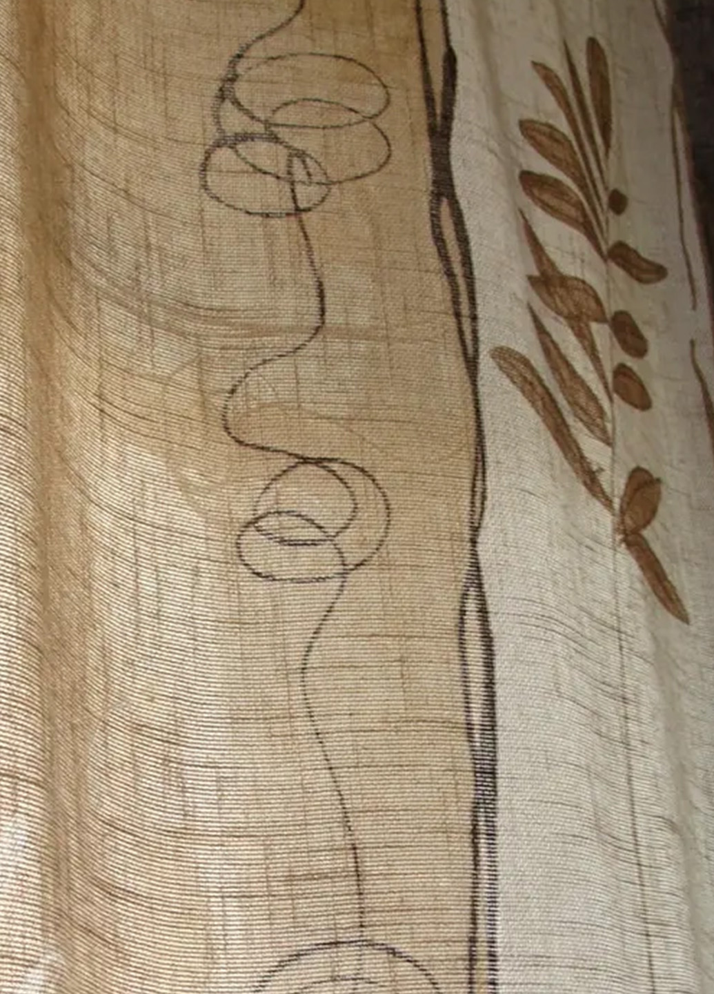 Комплект штору та панельних гардин з органзи та парчі