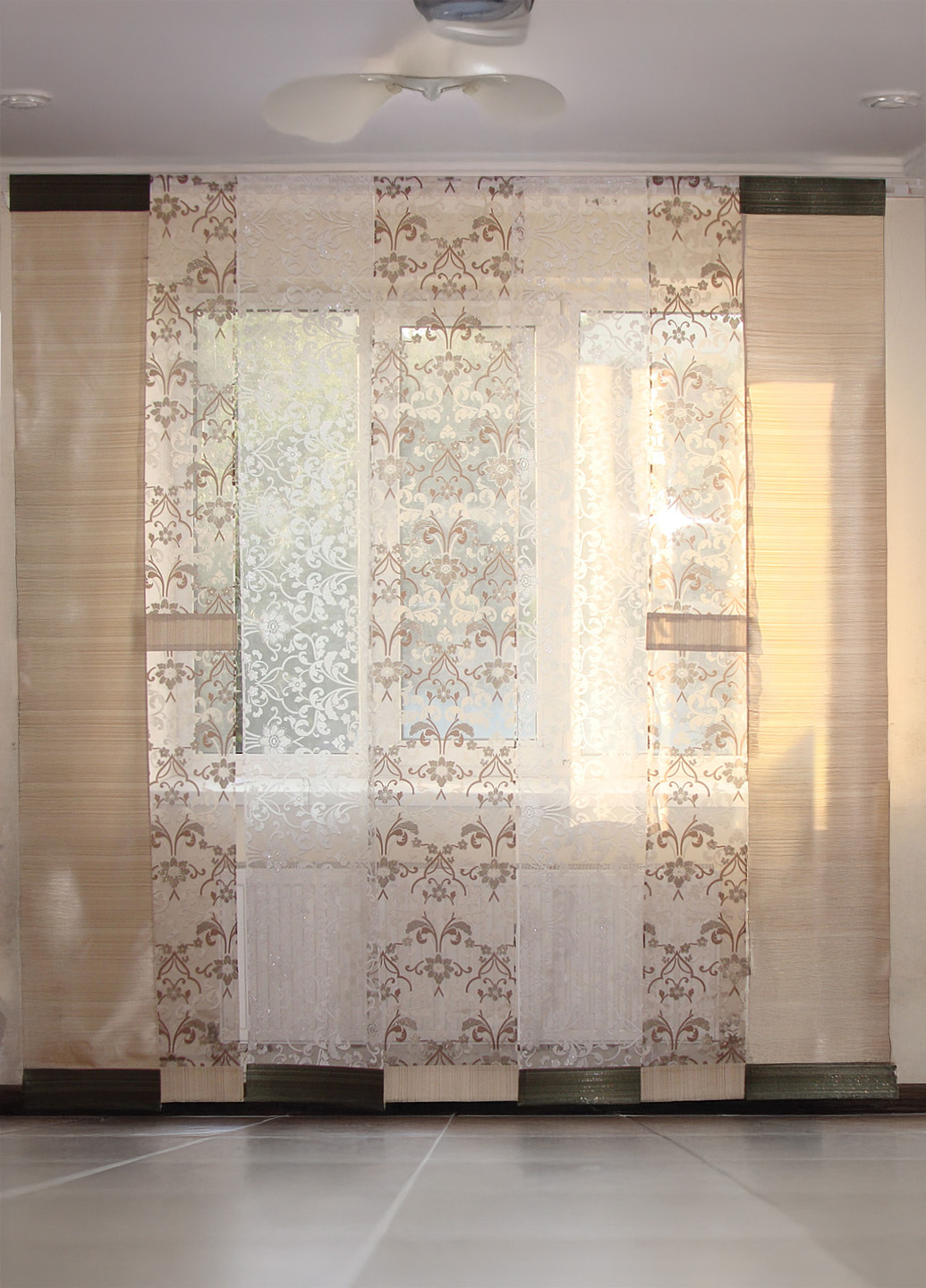 Комплект панельних штор і тюль Firanka 7шт карниз 250см оливкові (21_3т)