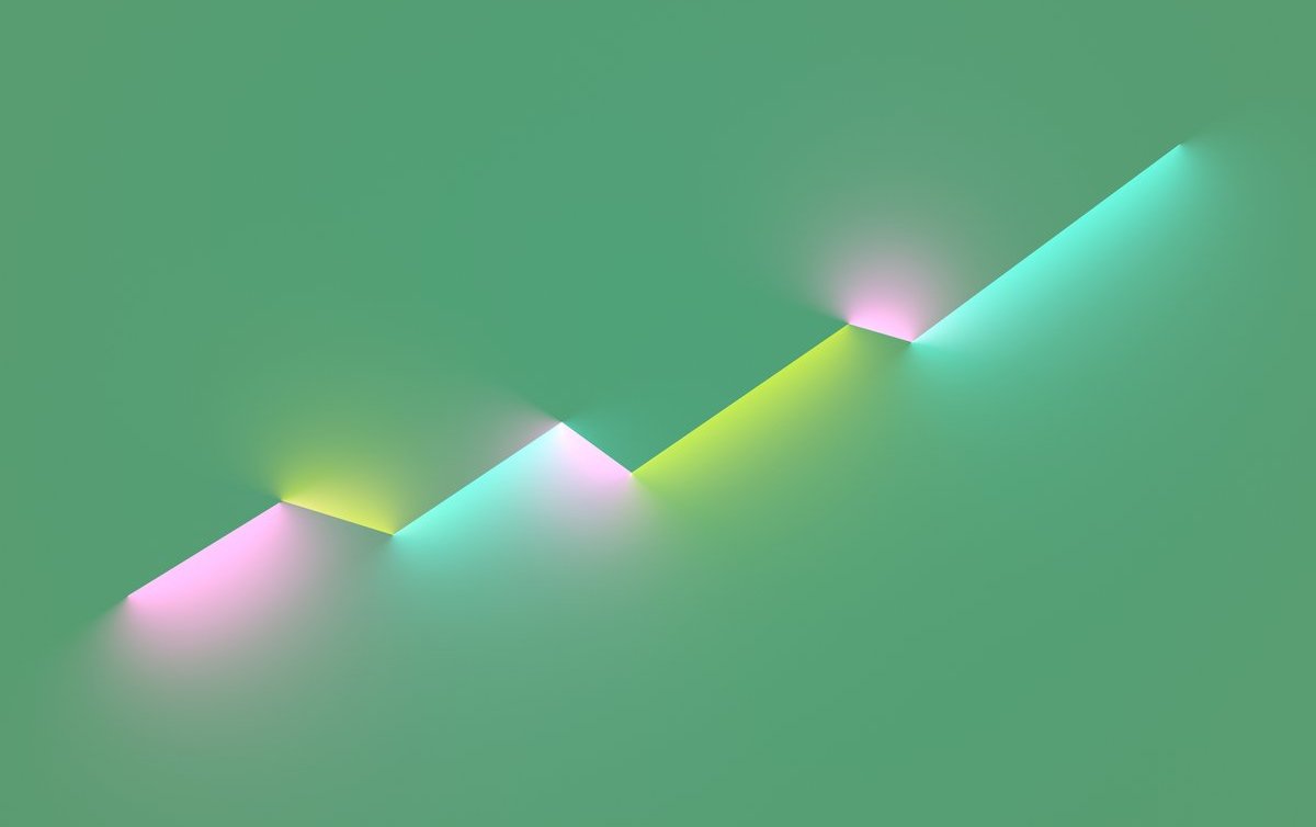Abstract ascending line with colorful glow