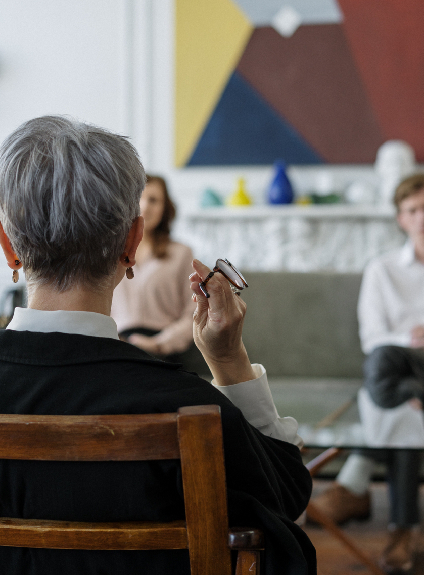 Therapist working with clients