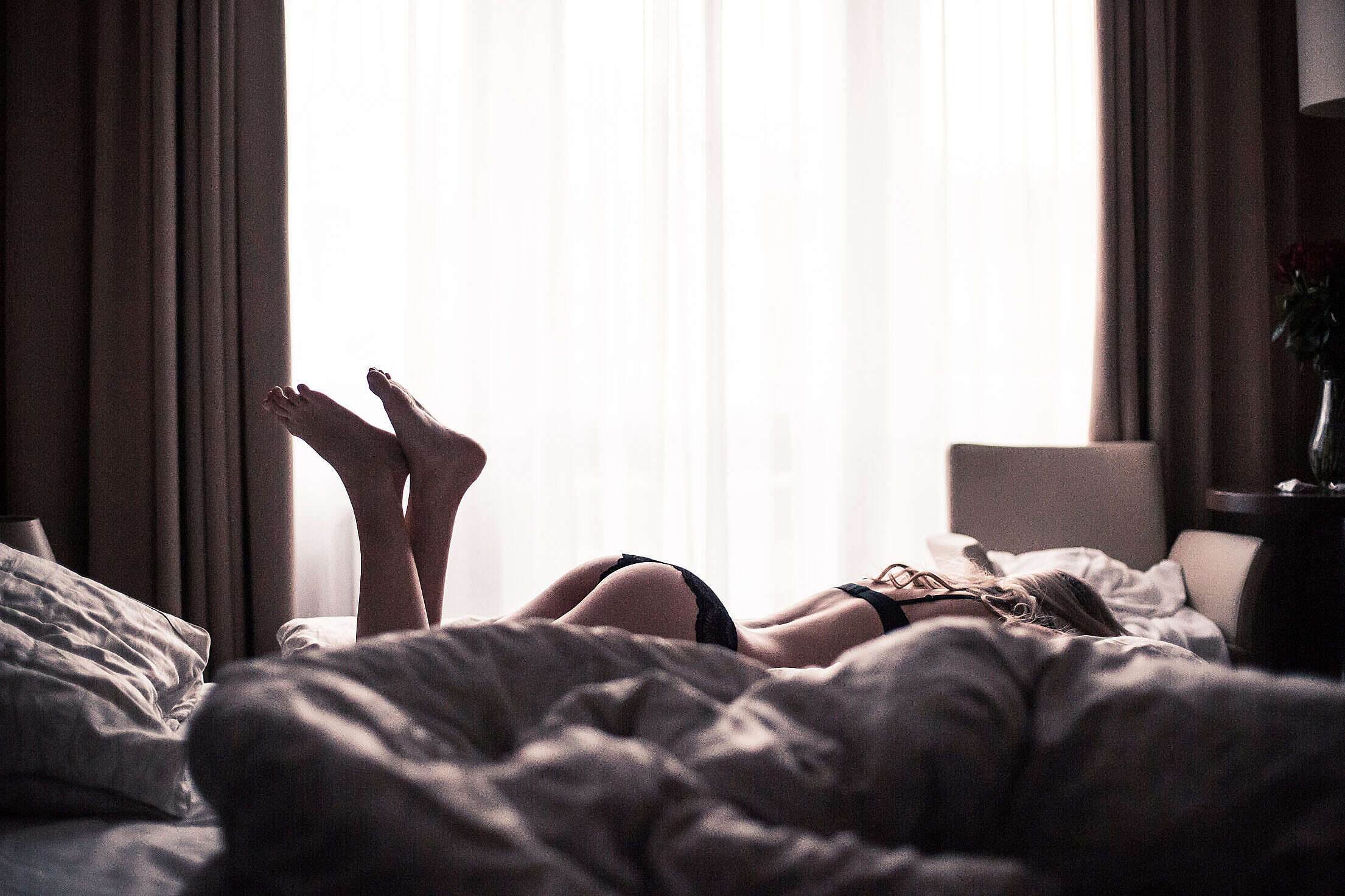 Sensual Woman in Lingerie Enjoying Her Time in Bed Free Stock Photo |  picjumbo