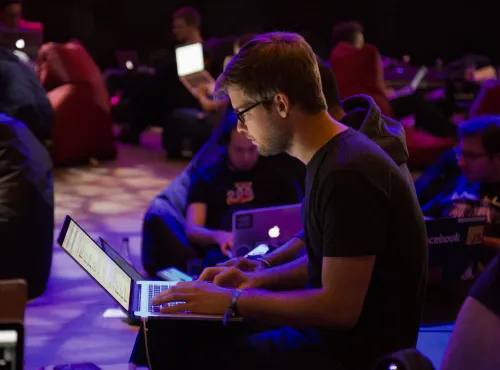Man looking at computer