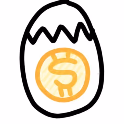 Illustration of a cracked egg with a golden coin inside featuring a stylized currency symbol.