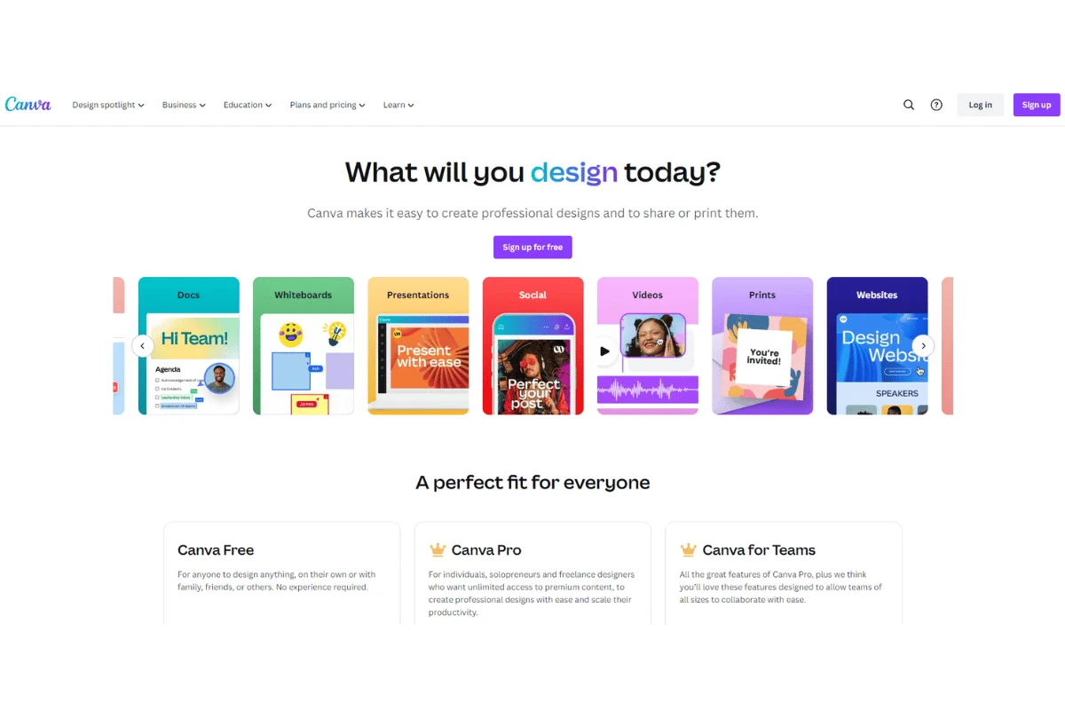 Canva Homepage