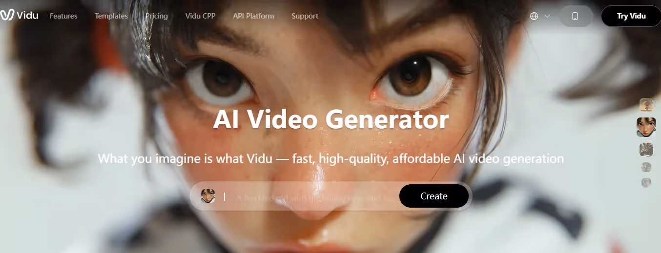 Vidu AI Homepage