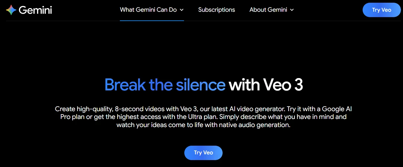 Google Veo 3 Homepage
