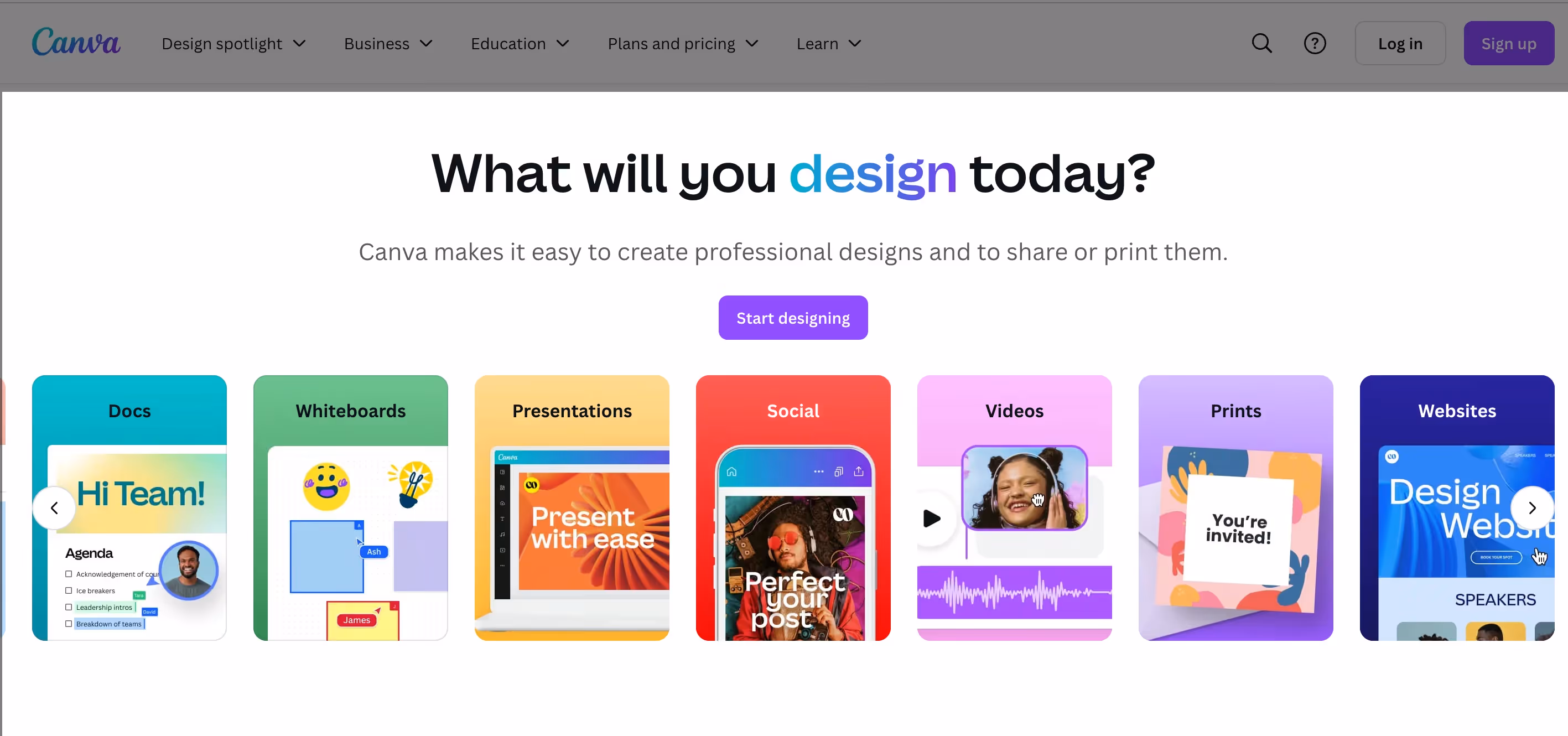 Canva Homepage