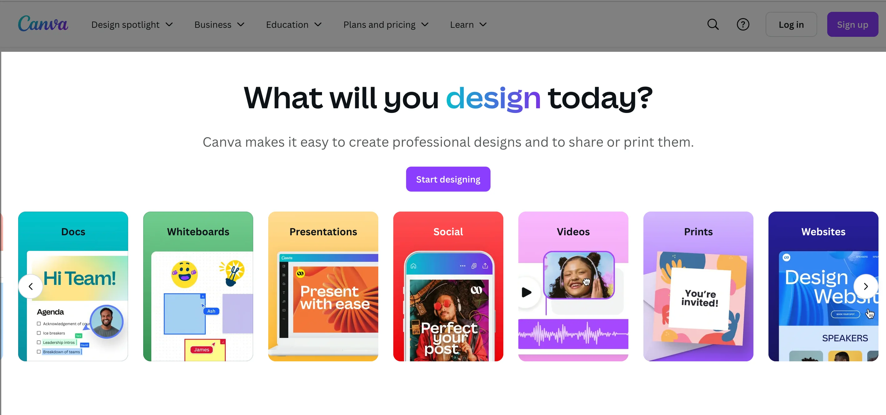 Canva Homepage