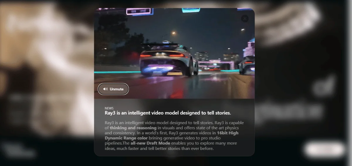 Luma Dream Machine Homepage