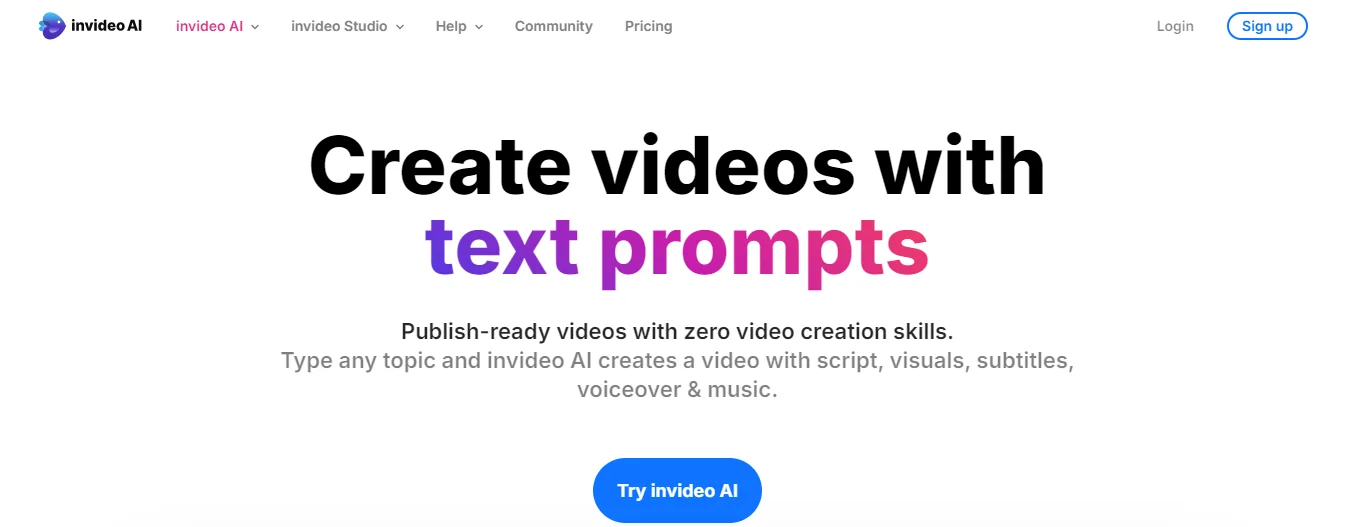 InVideo AI Homepage