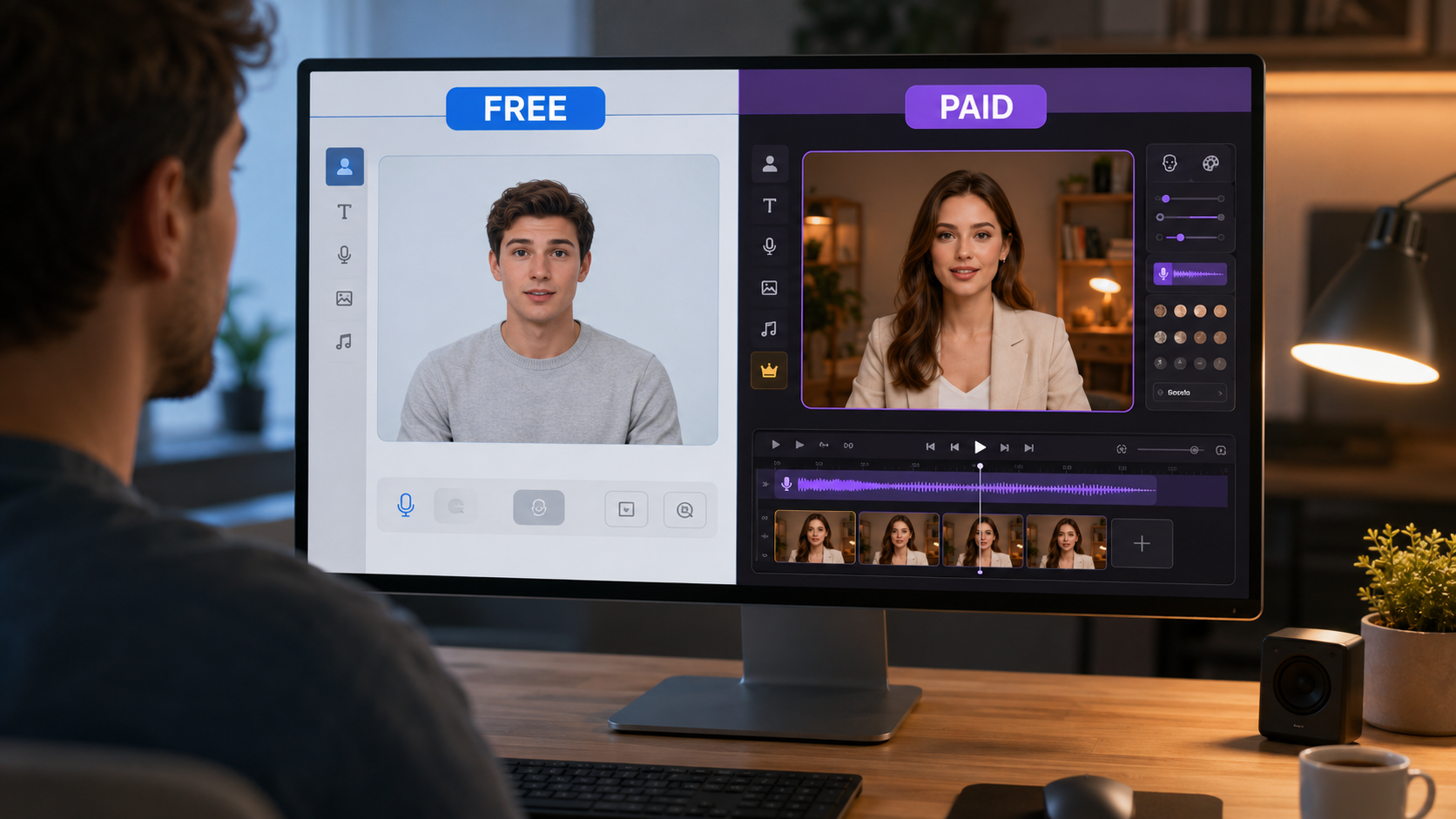 Free and paid talking avatar generators compared in an AI video editor