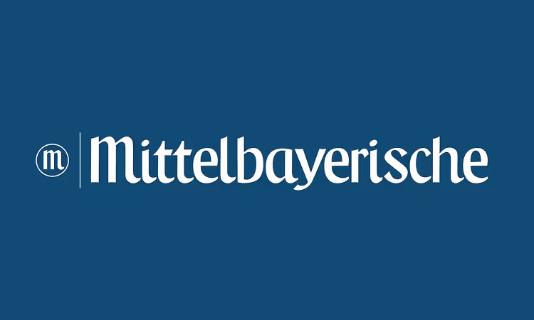 Logo of the Mittelbayerische Zeitung on a blue background with the white lettering “Mittelbayerische”.