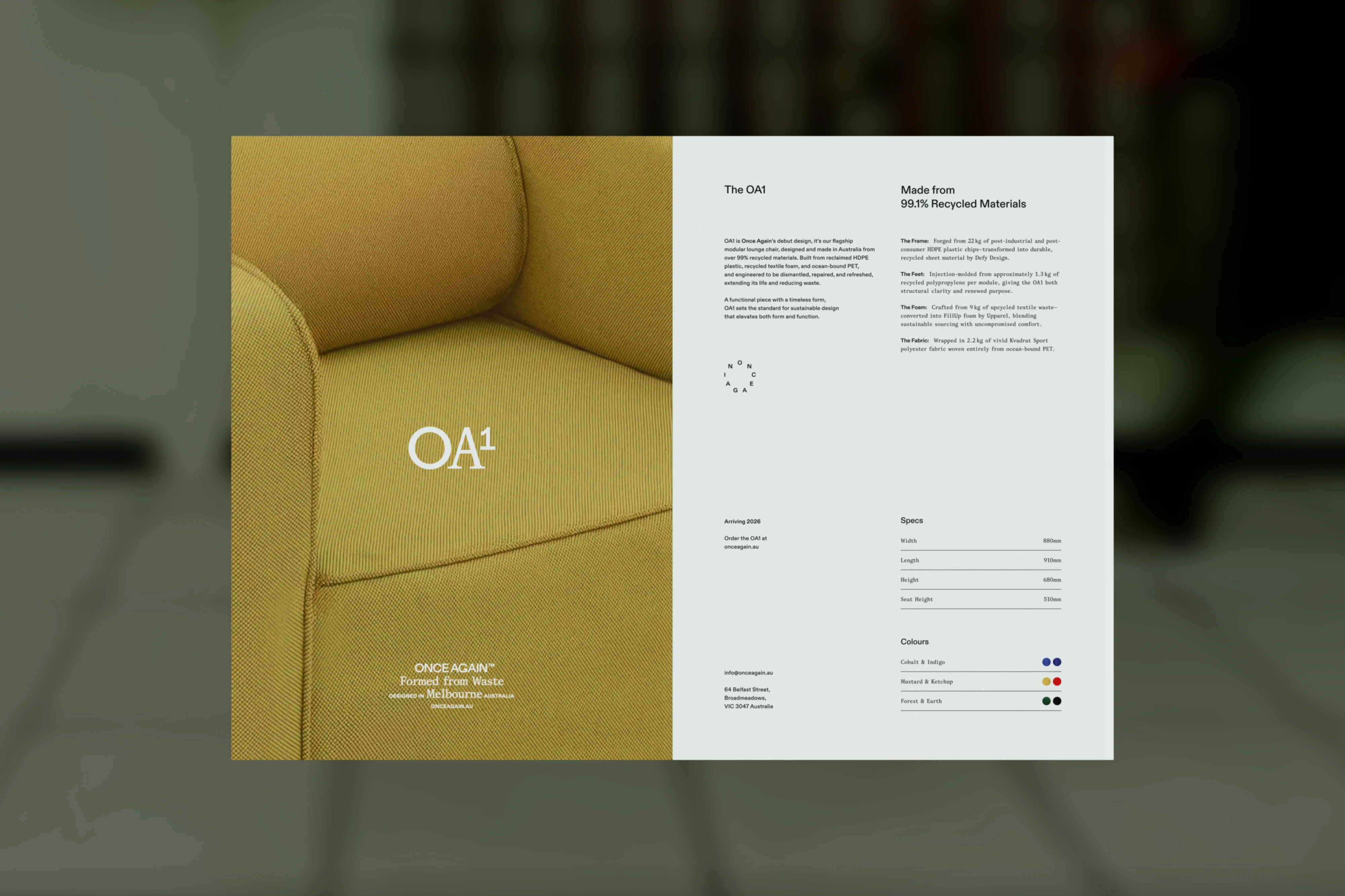 Product Info Sheet for Once Again