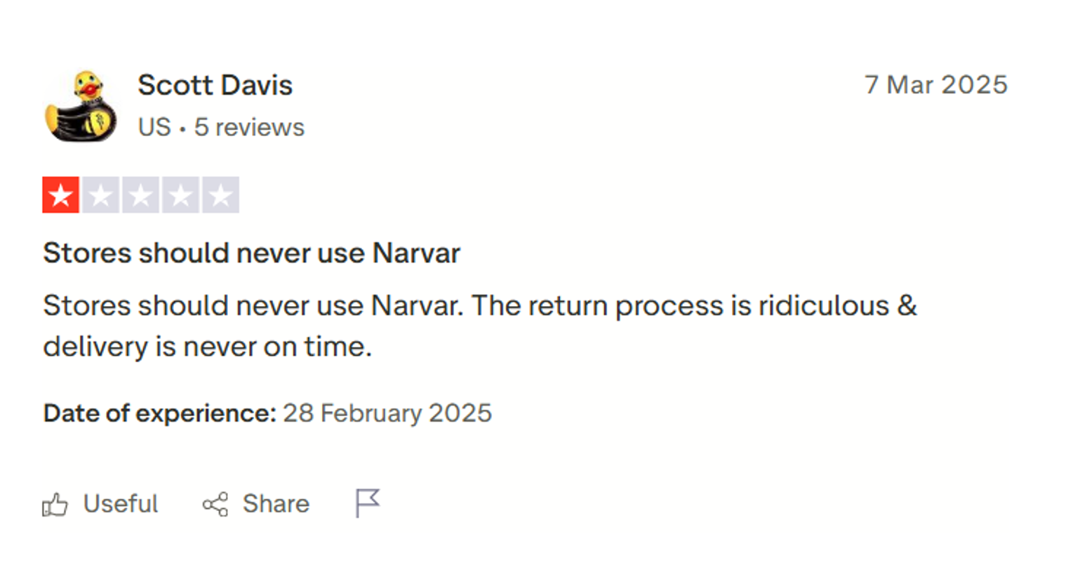 Narvar Customer Complaint: Slow delivery