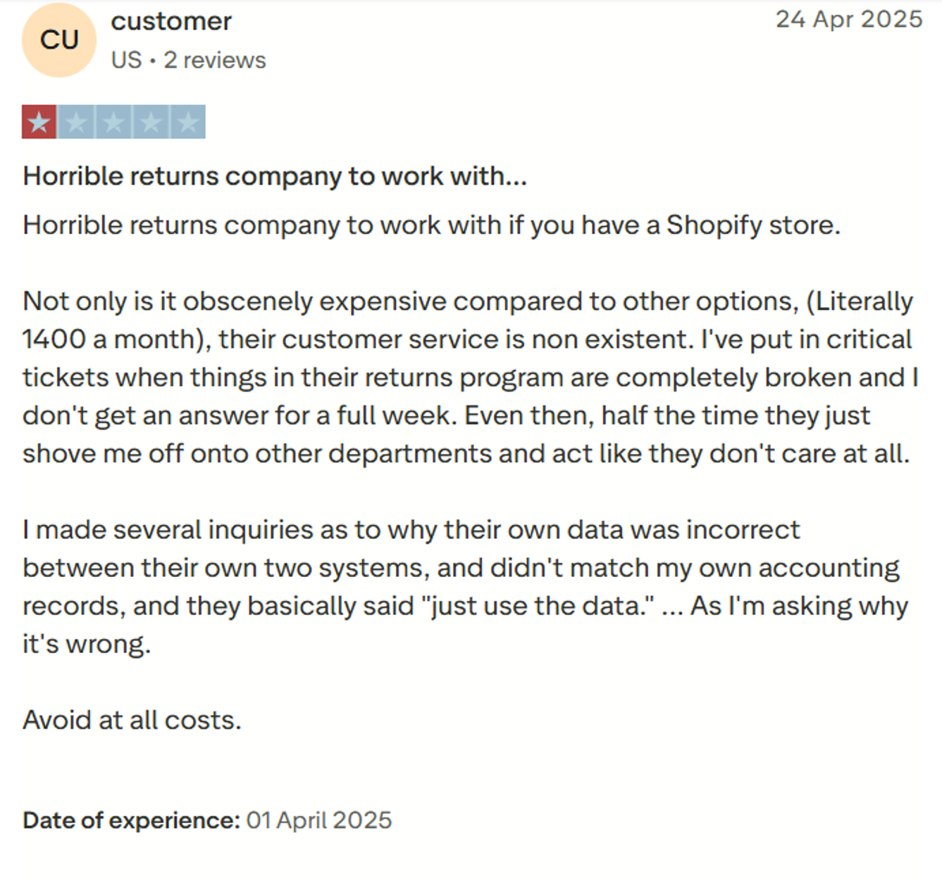 Narvar Customer Complaint: Obscenely expensive compared to other options