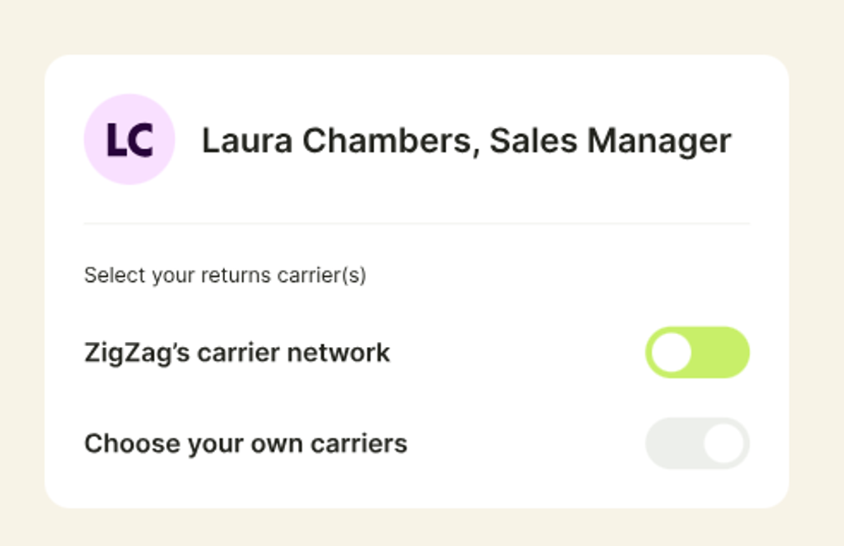 Choose your carriers for returns with ZigZag