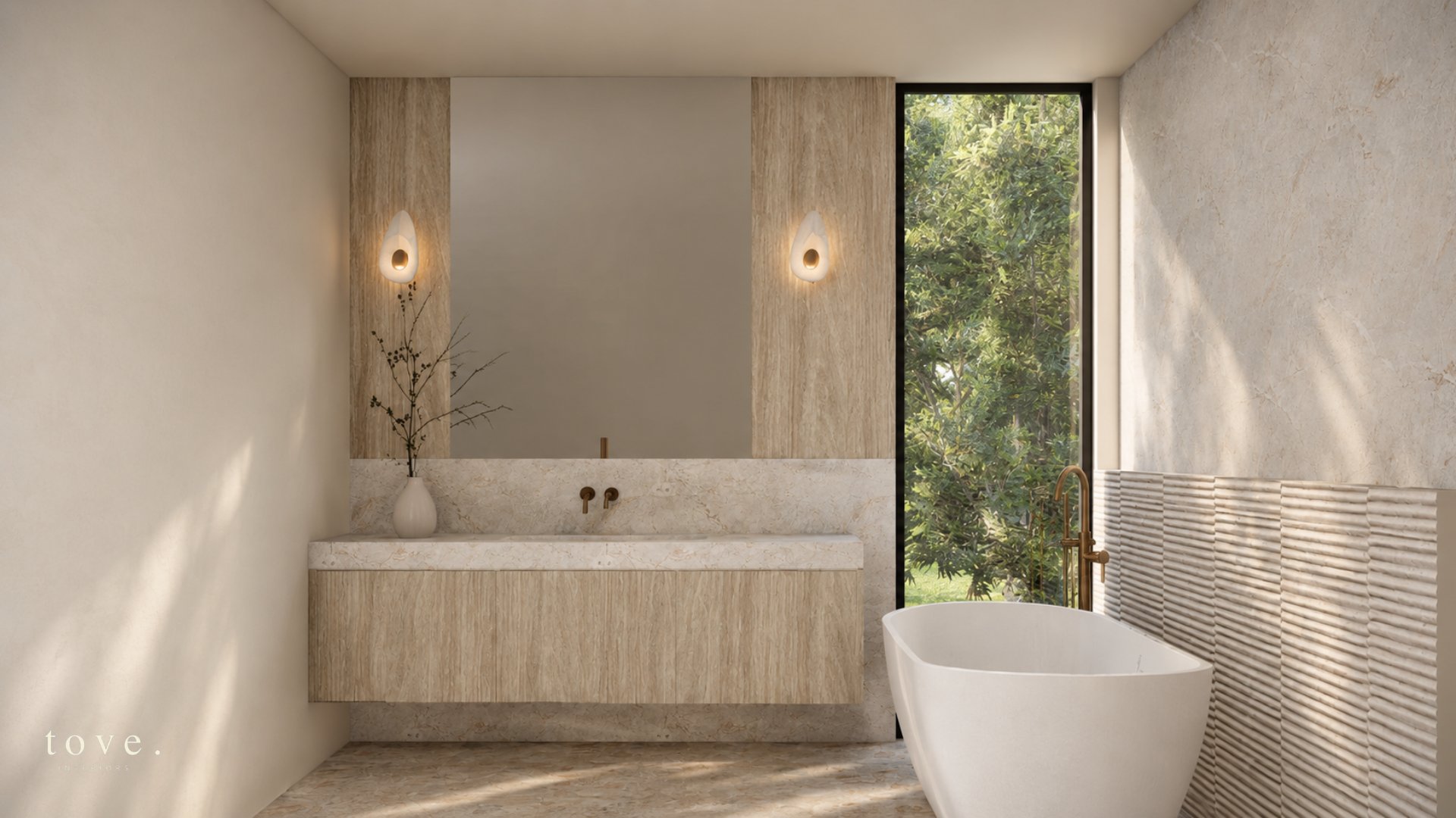 Fremantle bathroom vanity with stone and timber