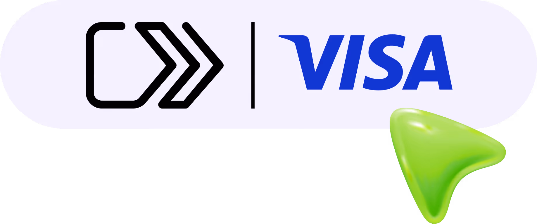 Visa logo with stylized arrow symbol on a light purple rounded background.