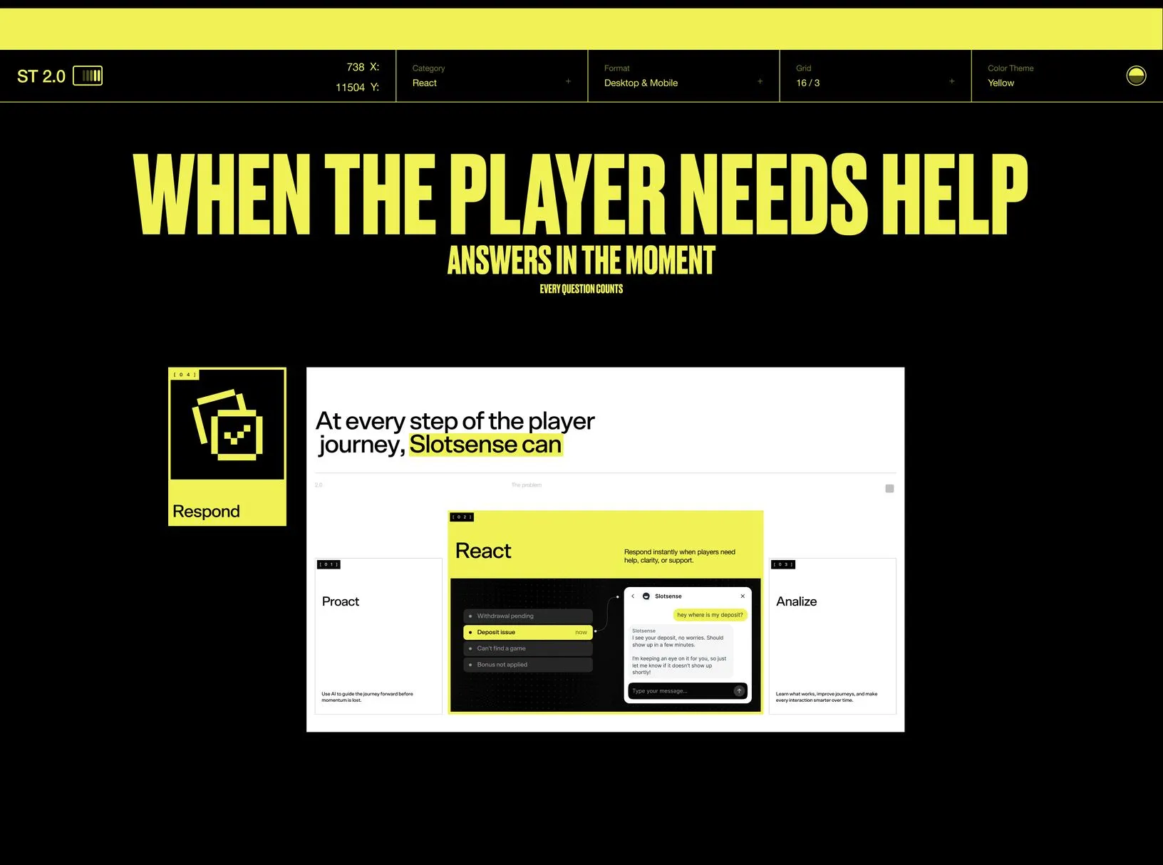 Slotsense — player help flow