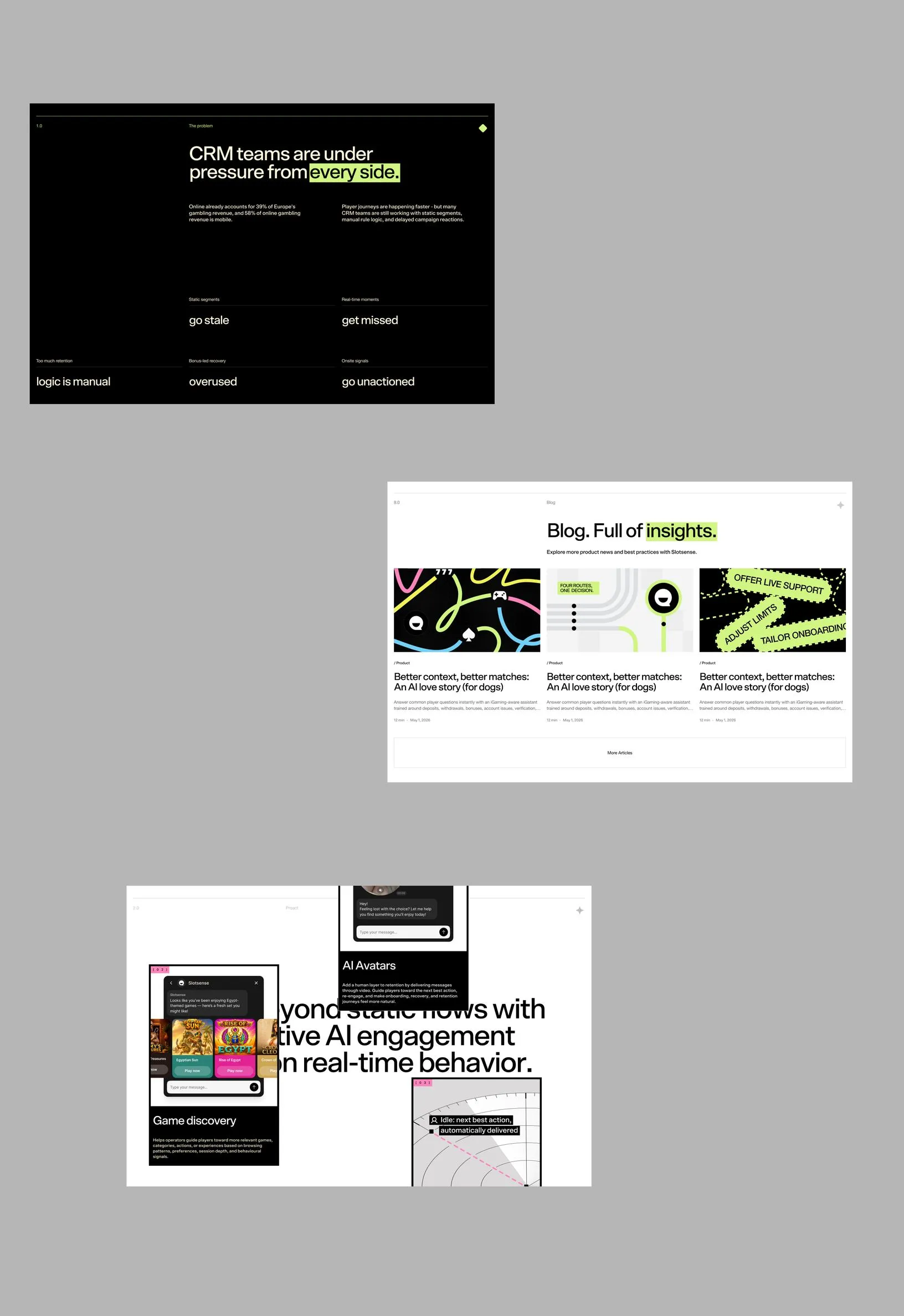 Slotsense — product screens