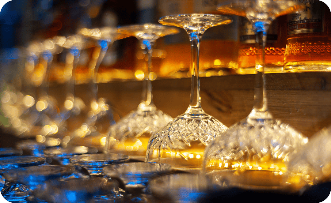 cocktail glasses at bar