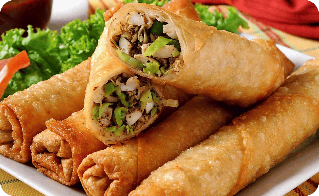 egg rolls on a plane