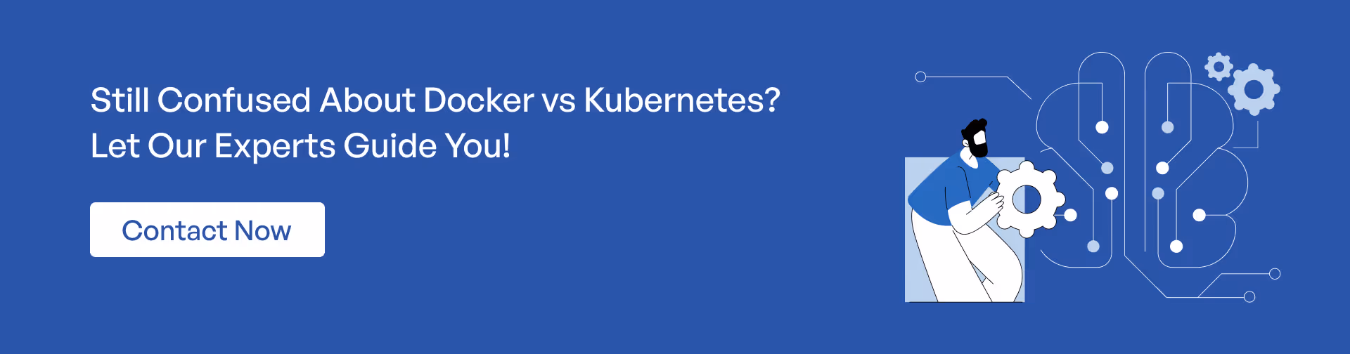 A CTA banner for Docker vs Kubernetes