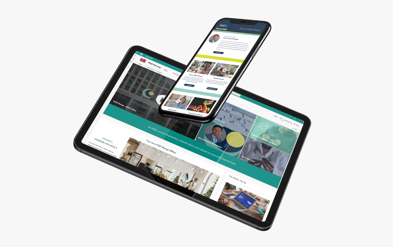 Iphone and ipad showing MSD branded sharepoint pages